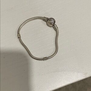 Pandora Kids Silver Snake Chain Bracelet with Crystal Pavé Clasp